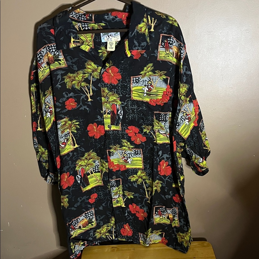 😄Big & Tall Short Sleeve Button Down Shirt Dogs - Size 3XL